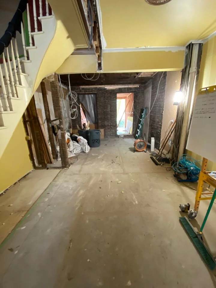 The same room during demolition before the new cabinetry